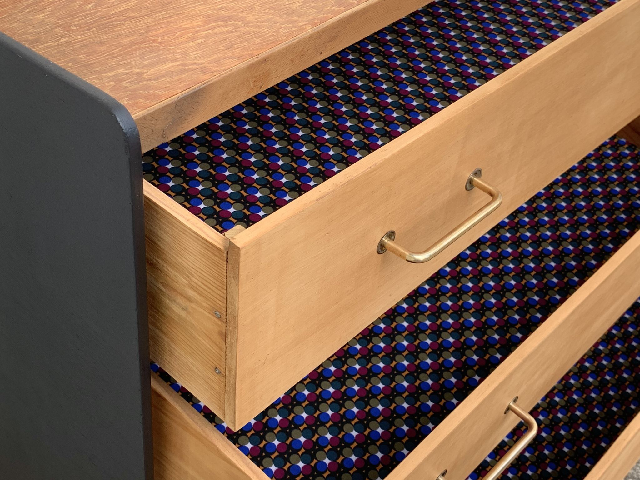 1960 compass foot chest of drawers