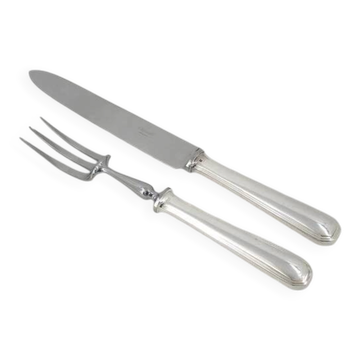 Christofle América Art Deco, carving set, leg of lamb, 2 pieces, silver-plated metal.