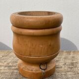 Small solid wood pot cache / vintage ethnic vase