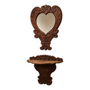 Miroir et console sculptés