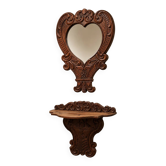 Miroir et console sculptés à la main, Italie années 1930