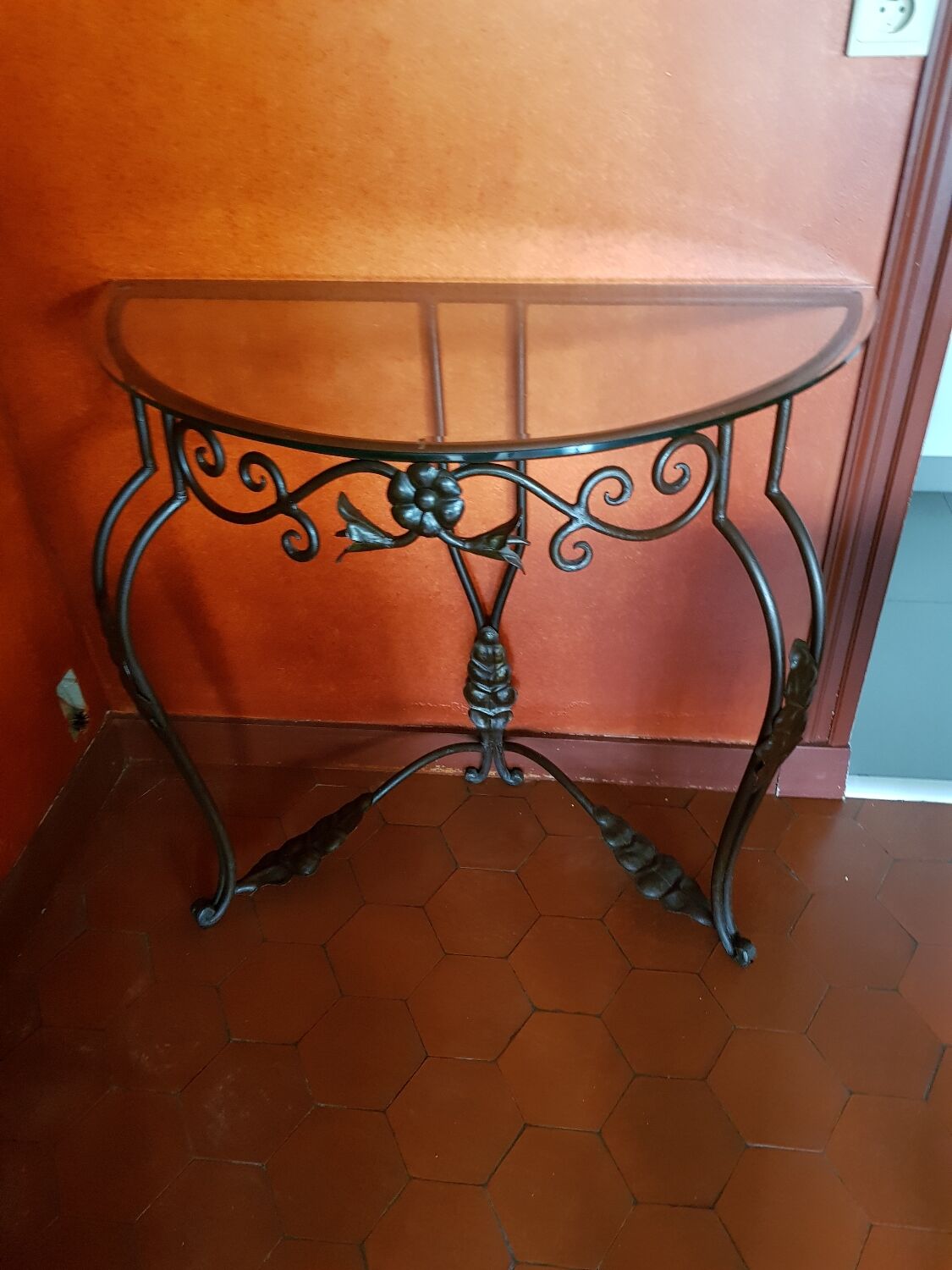 Wrought iron console half moon