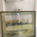 Watercolor Landscape Golf Course signed