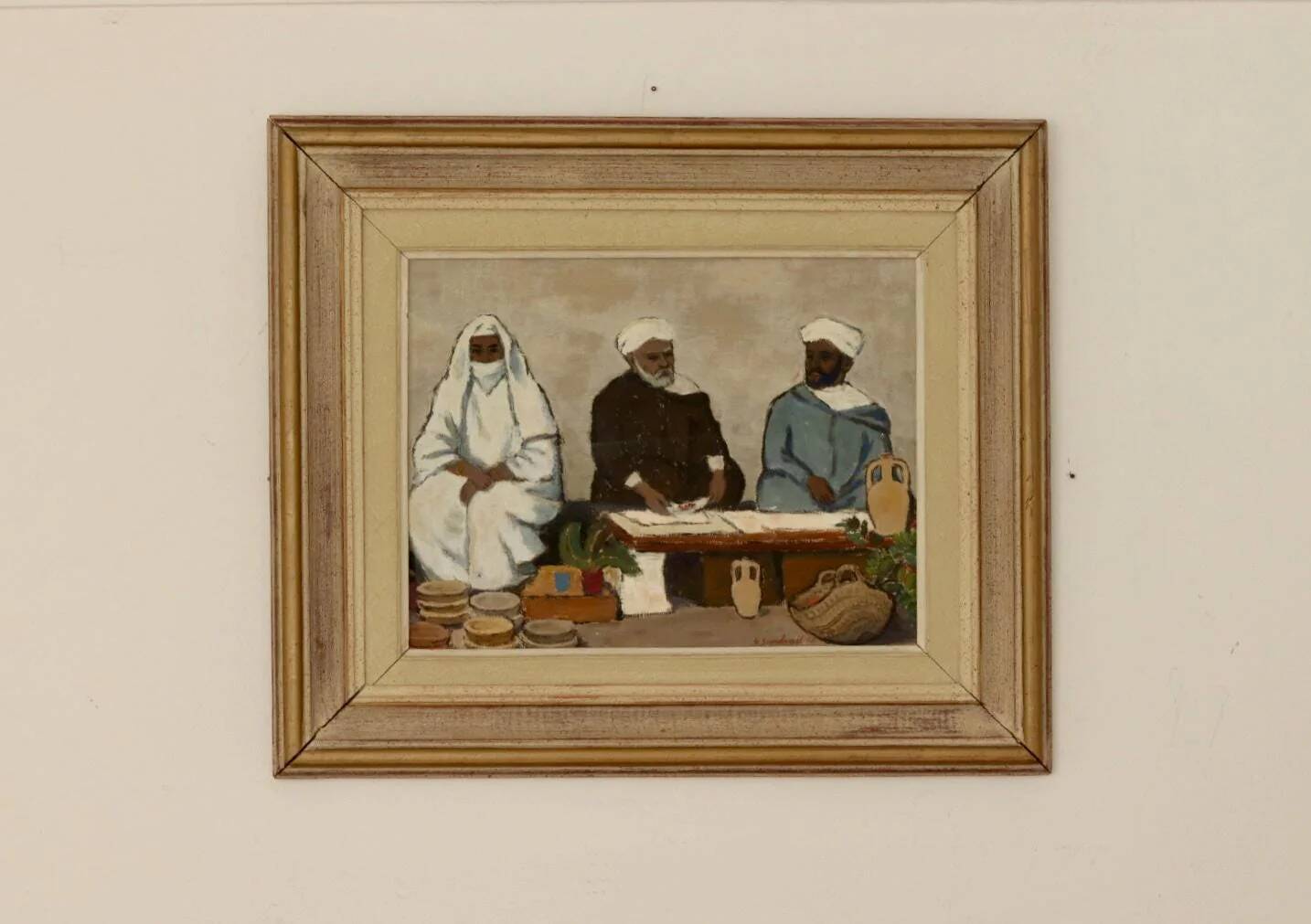 Oil on Swedish panel "Three Figures", Gösta Sundvall
