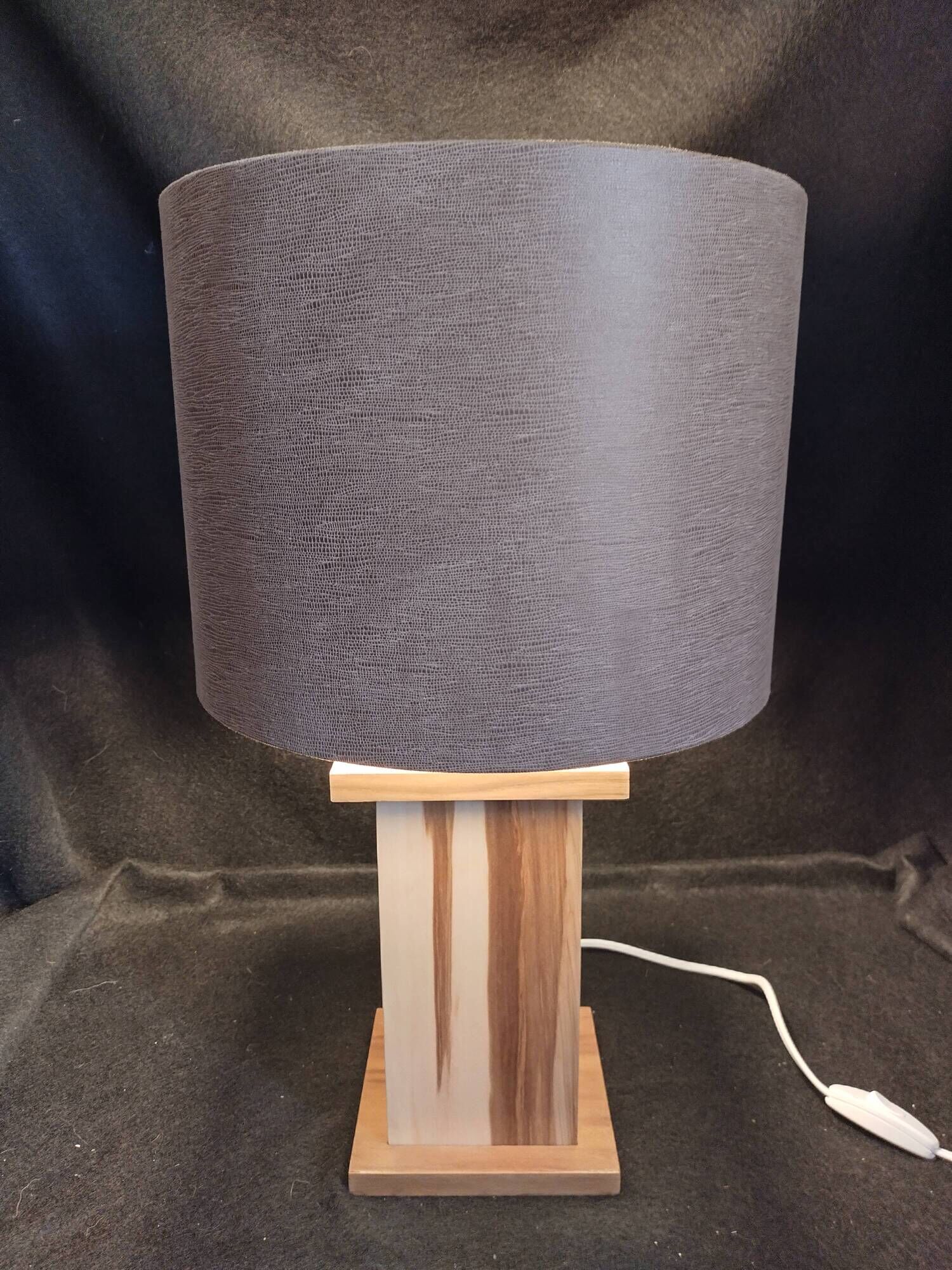 Handcrafted lamp in a contemporary style.