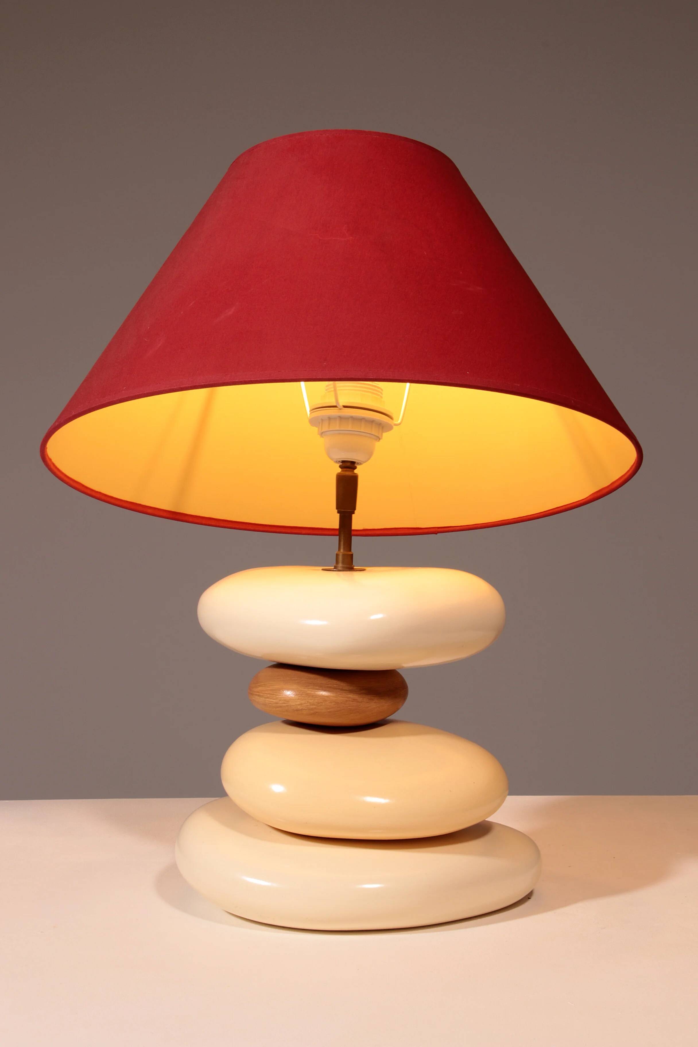 France pebble table lamp by François Chatain, 1980s