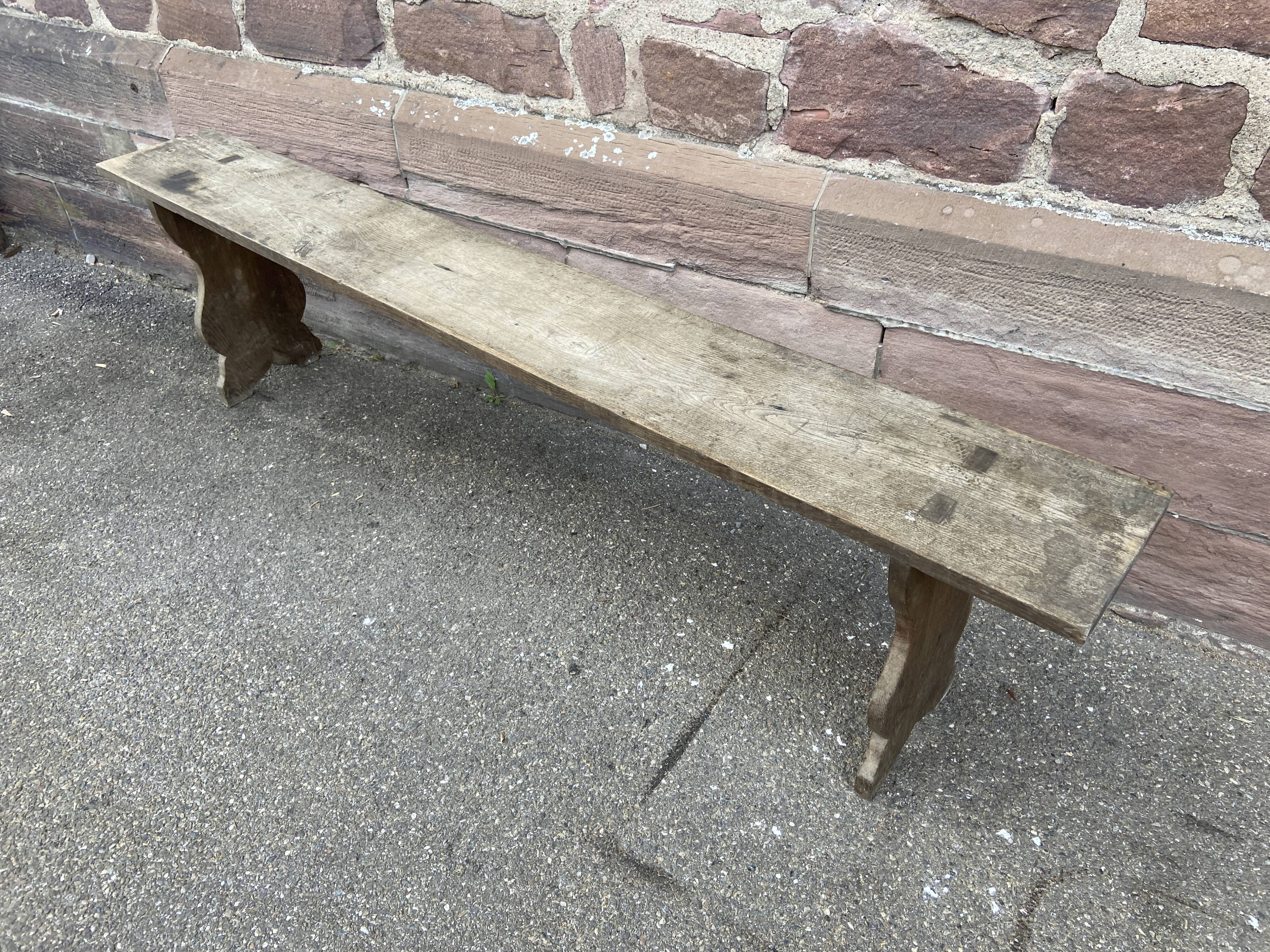 Rustic oak farm bench 1900s