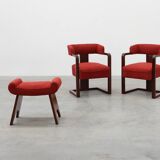 Art Deco red Reupholstered Chair, Belgium ca. 1920