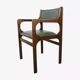 60s armchair in wood and dark green imitation leather