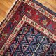 Tapis couloir ancien persan kurde fait main, usé, 103 cm x 375 cm, années 1900.