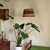 Vintage wool and rattan pendant lamp
