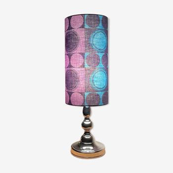 Lampe vintage chromée avec abat-jour tissu 70s