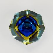 Faceted diamond caviar bowl Mandruzzato Sommerso, Murano glass, Italy, 1960s