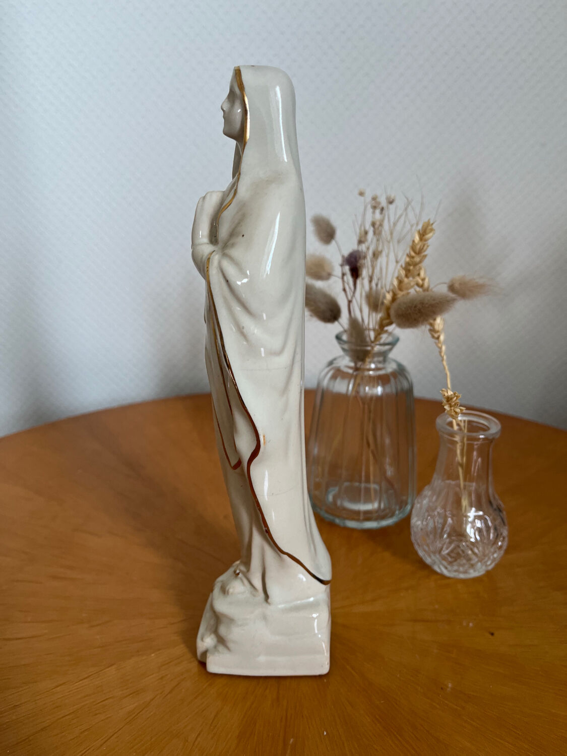 Ancient statuette Virgin Mary Our Lady of Lourdes
