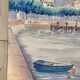 Aquarelle Marine Vintage Port de Saint-Jean-de-Luz