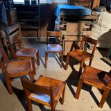 1 lot of 6 chairs by Pierre Chapo