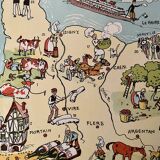 Old poster illustrated map of Normandy 1945 - JP Pinchon