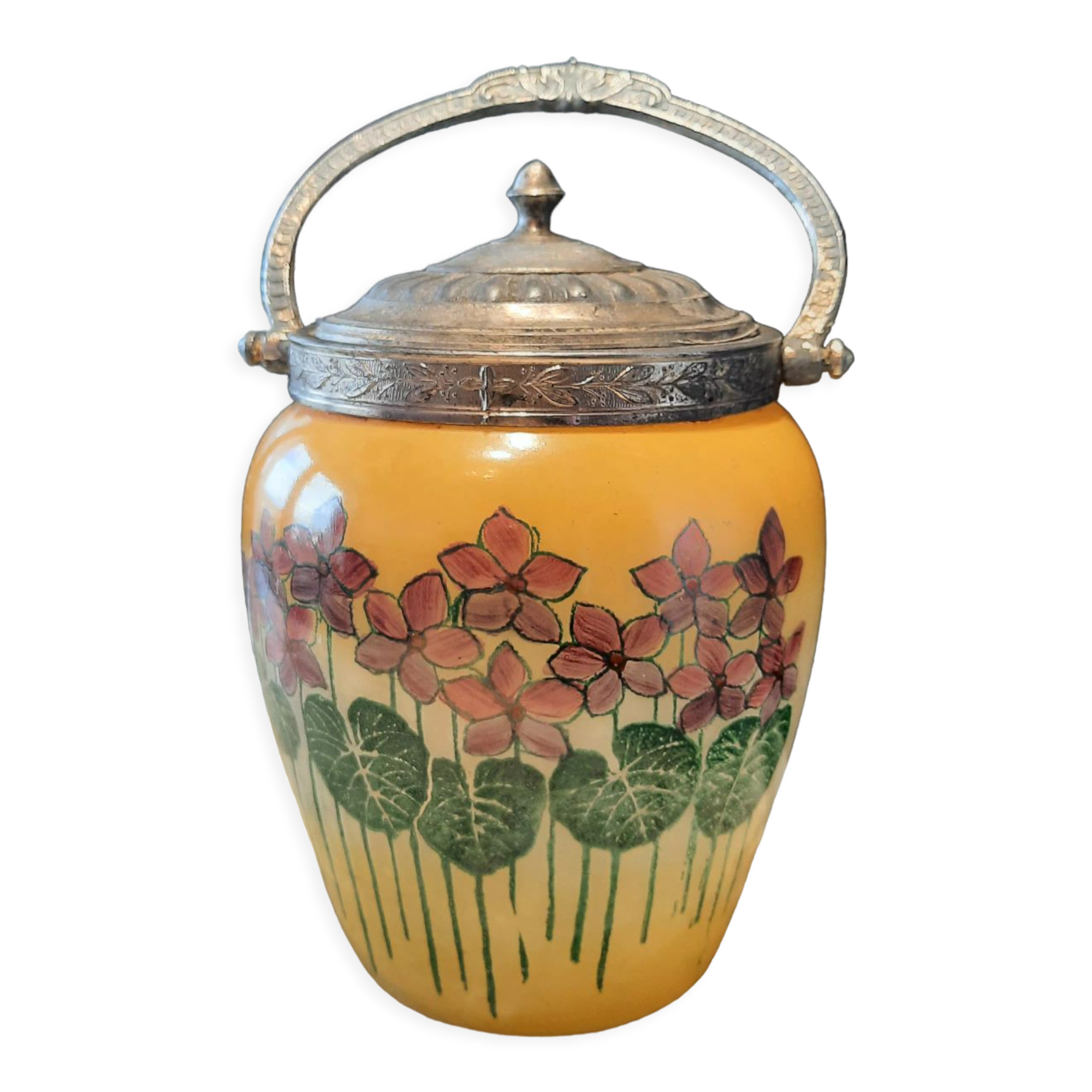 Art nouveau glass cookie jar