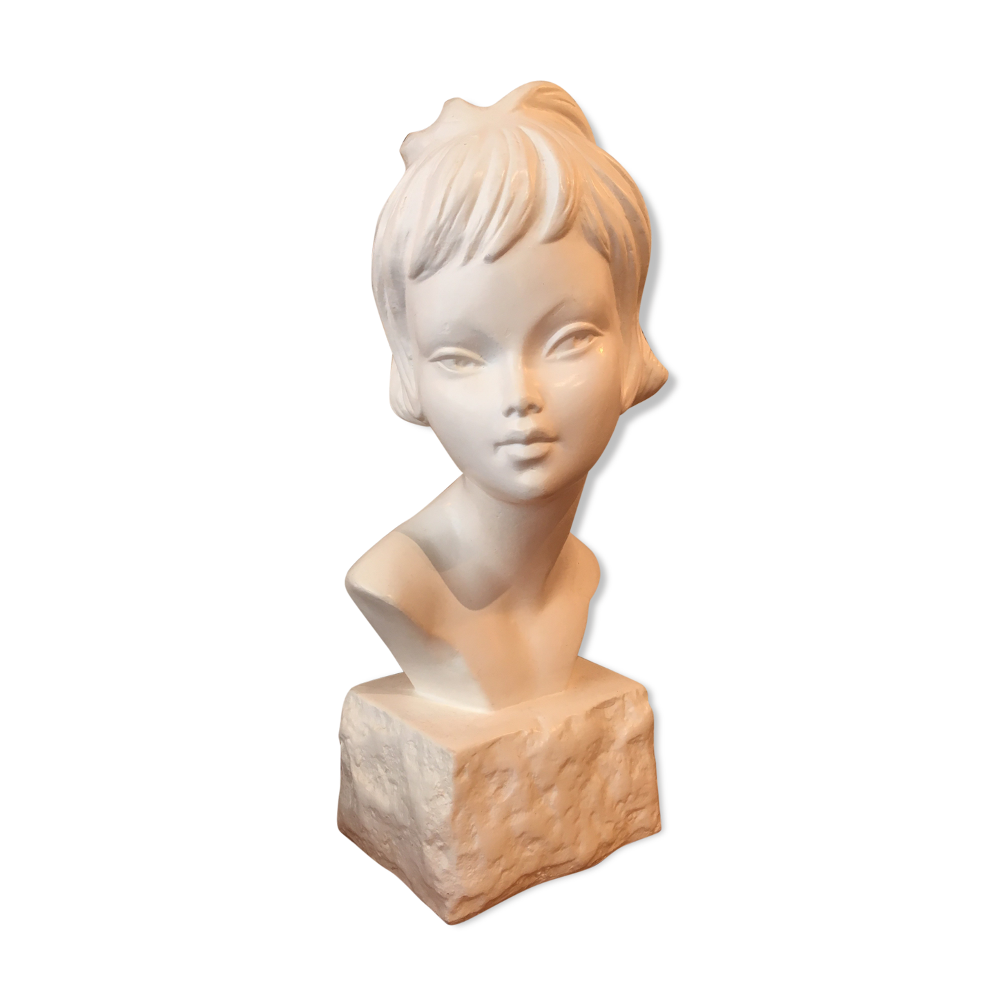 Statue ou buste en plâtre de jeune fille femme