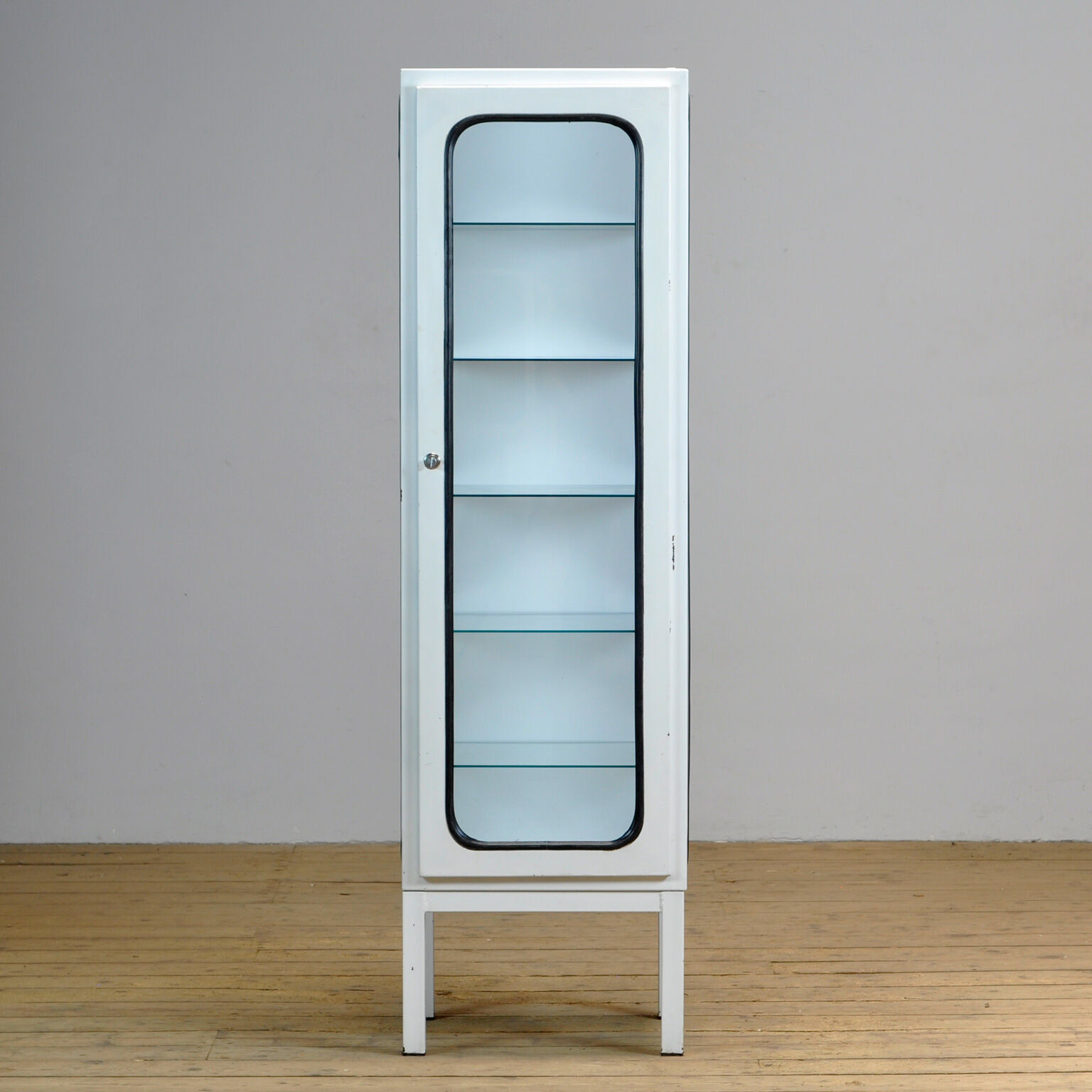 Vintage iron and glass medical cabinet, 1970s