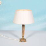 Vintage bedside lamp from the sixties, brass and natural stone Boho.