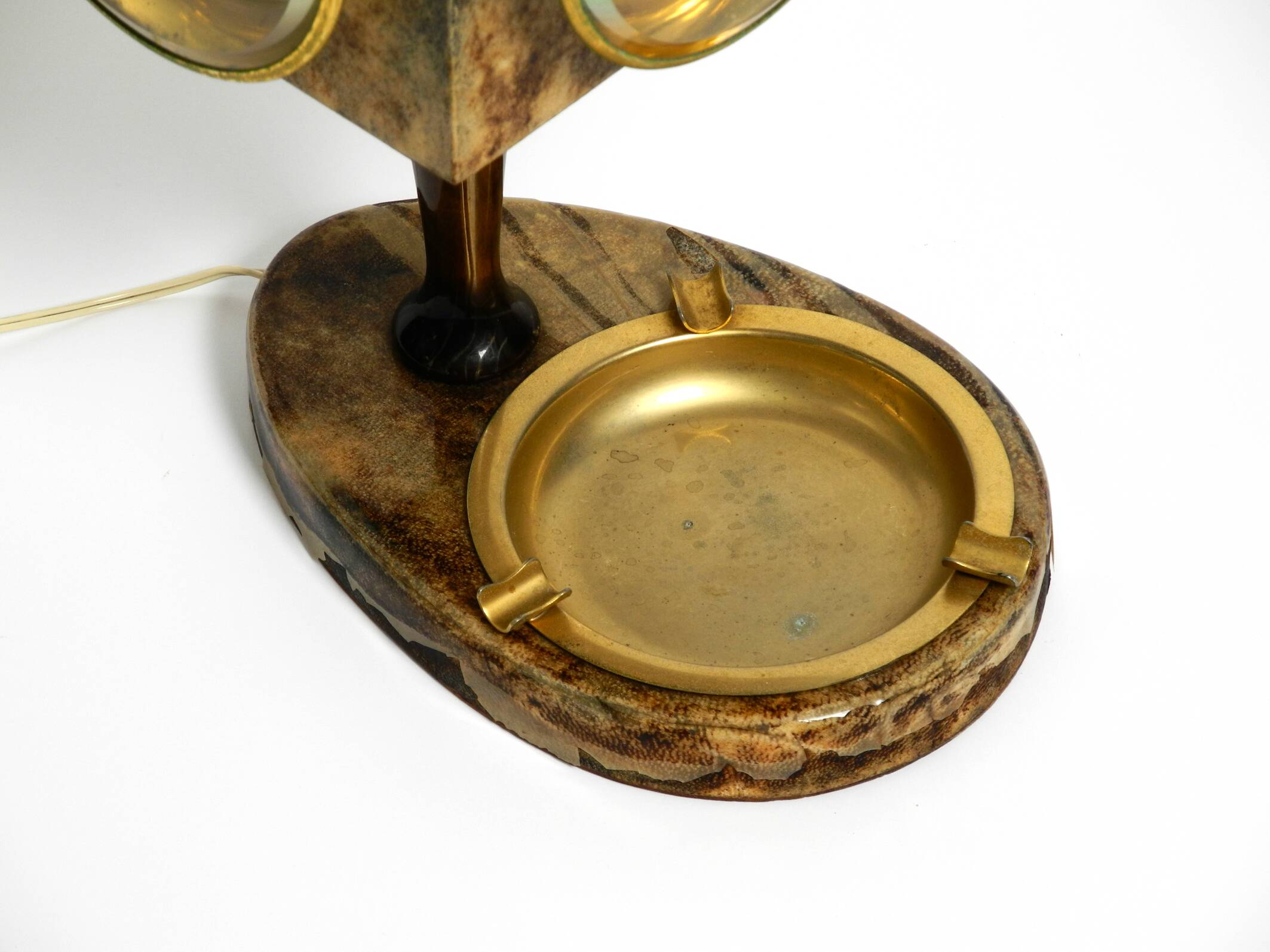 Mid Century italian table lamp with ashtray like a lantern by Aldo Tura