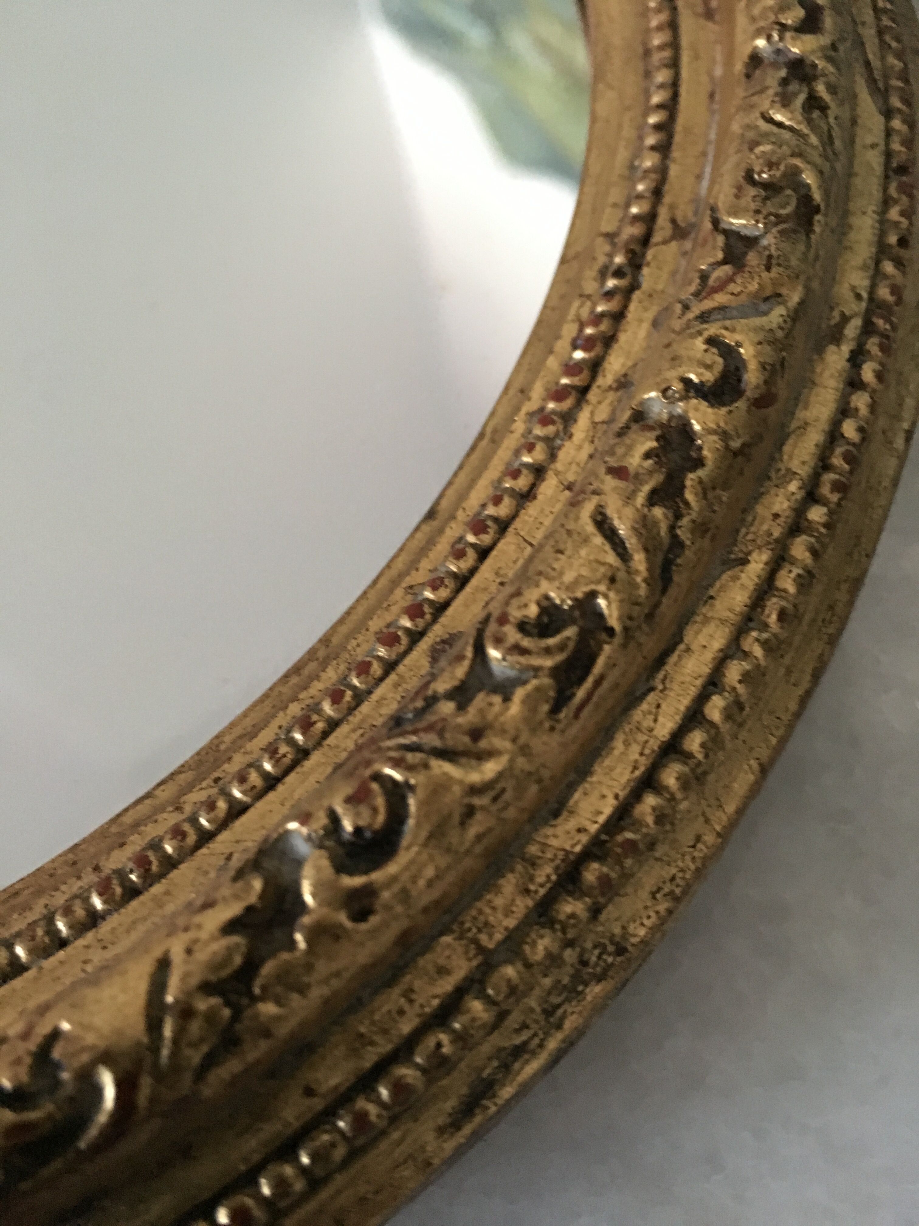 Oval wall mirror frame Golden plaster 22cm