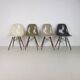 Eames Herman Miller DSW side chairs in greys - umber / grey / greige / parchment