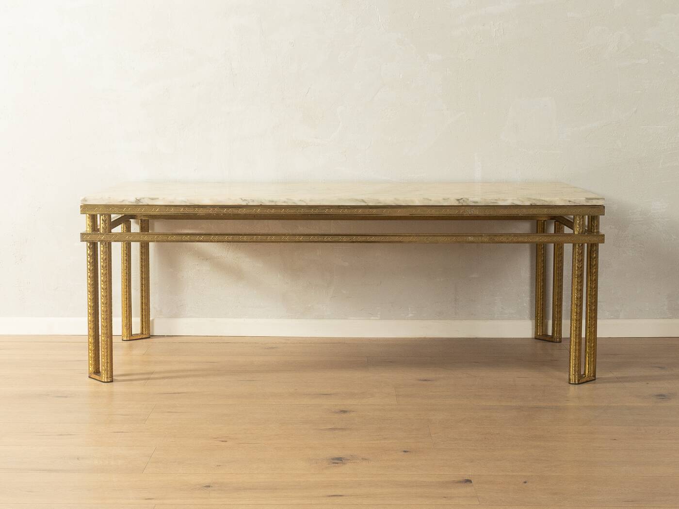 Elegant Hollywood Regency coffee table, marble and brass, 1970s