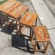 Series of 4 wooden trundle tables with mother-of-pearl inlays, Orient XXth