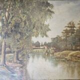 Painting on cardboard (Barbizon) Landscape