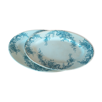 Duo of porcelain serving dishes Earth of Iron LG model Anemones
