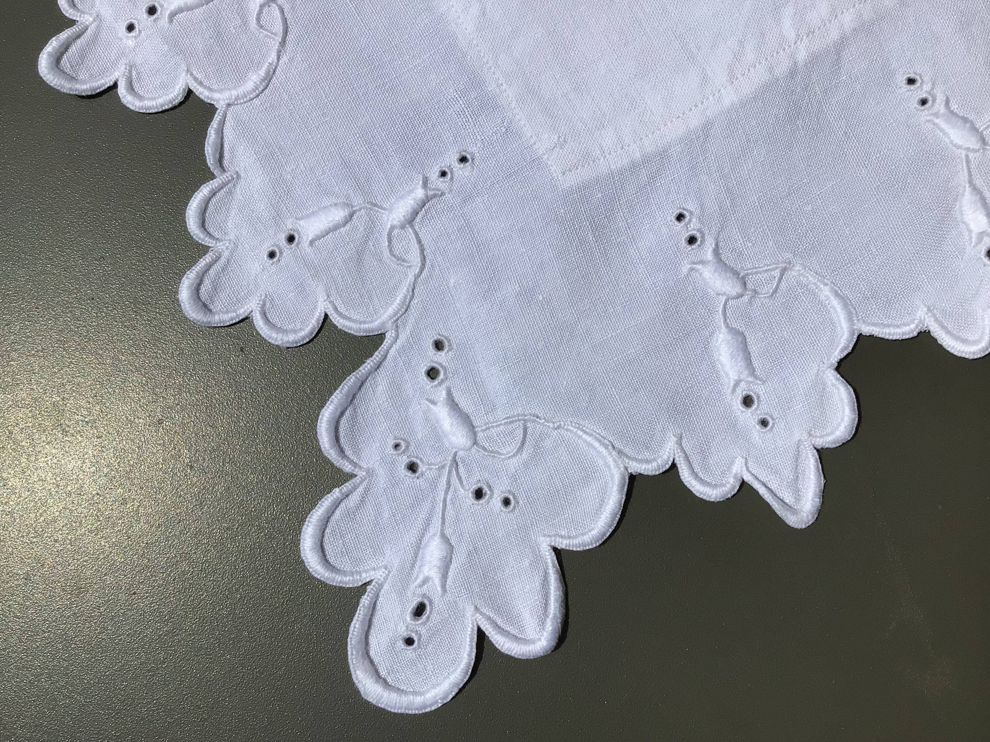 Pillowcase AB scalloped edge English embroidery tulips