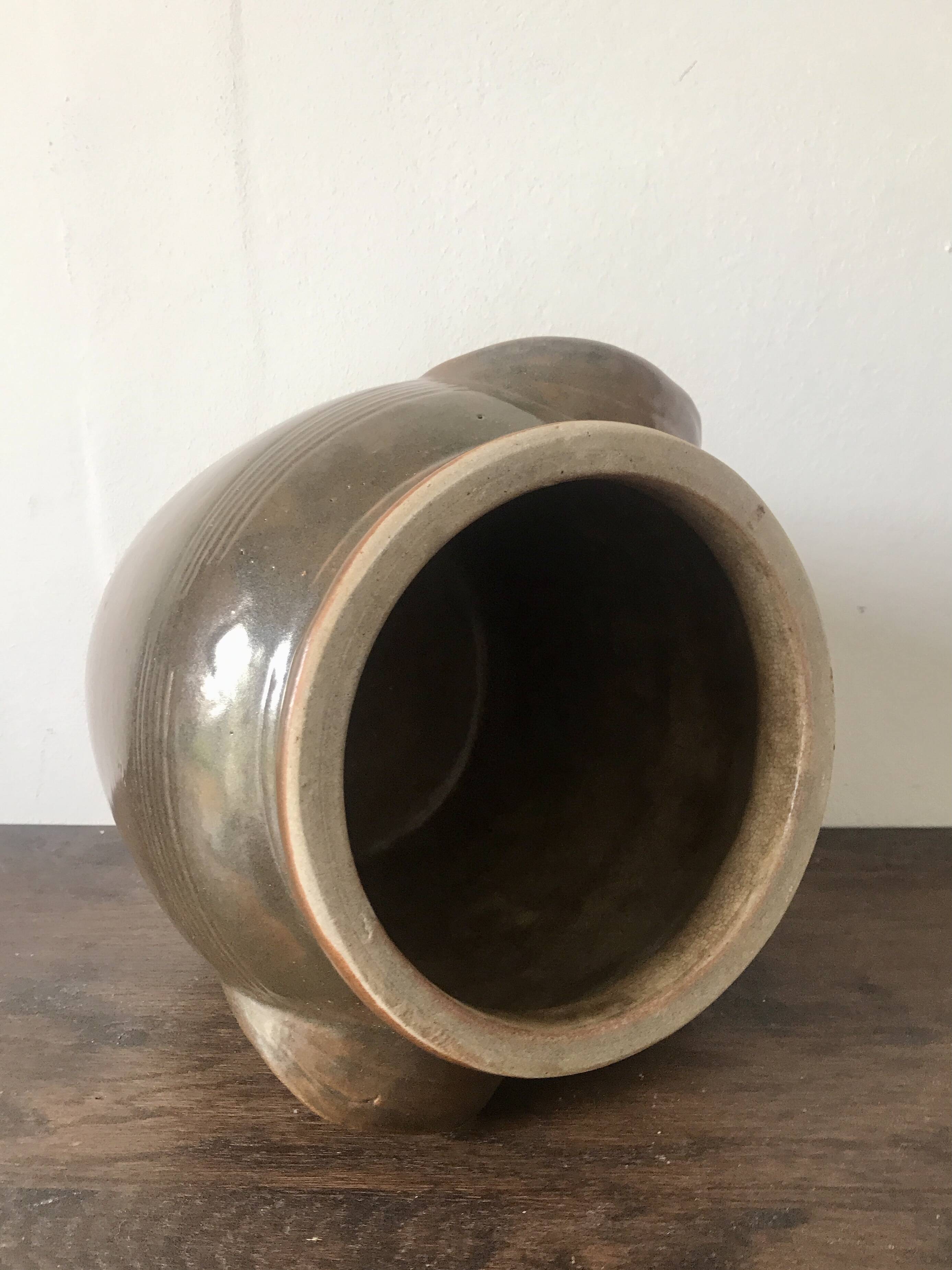 Brown glazed grease pot
