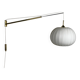 Midcentury extendable brass wall mount with cocoon and sisal shade Lars Schioler, 1960s