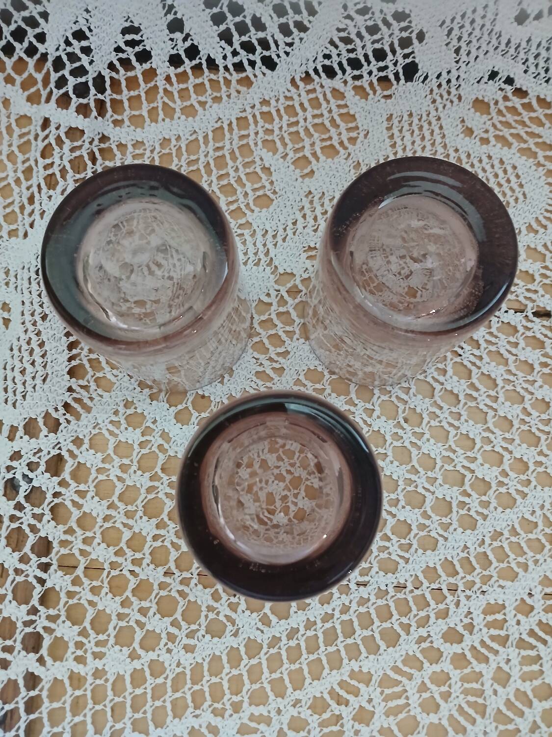 3 bubble glass water glasses