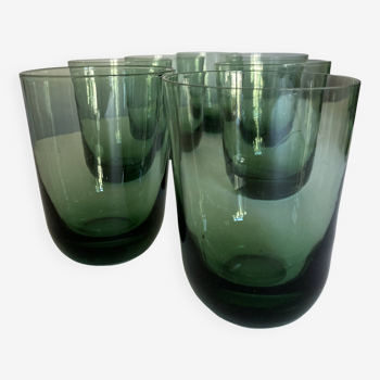 Set de 6 verres gobelets de verre vert 1960 XL