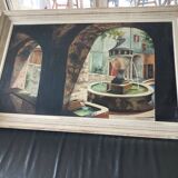 Peinture de Fontaines  à l’huile encadré