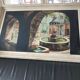 Framed oil fountain painting