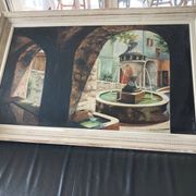 Peinture de Fontaines  à l’huile encadré