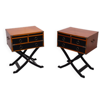 Authentic Models Bombay Campaign style side tables or Night stands 1970s En