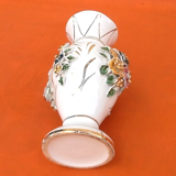 1970s Baluster vase White ceramic with gilding Floral decoration