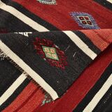 5x7 Red Black Handmade Persian Kilim Rug, 168x228Cm