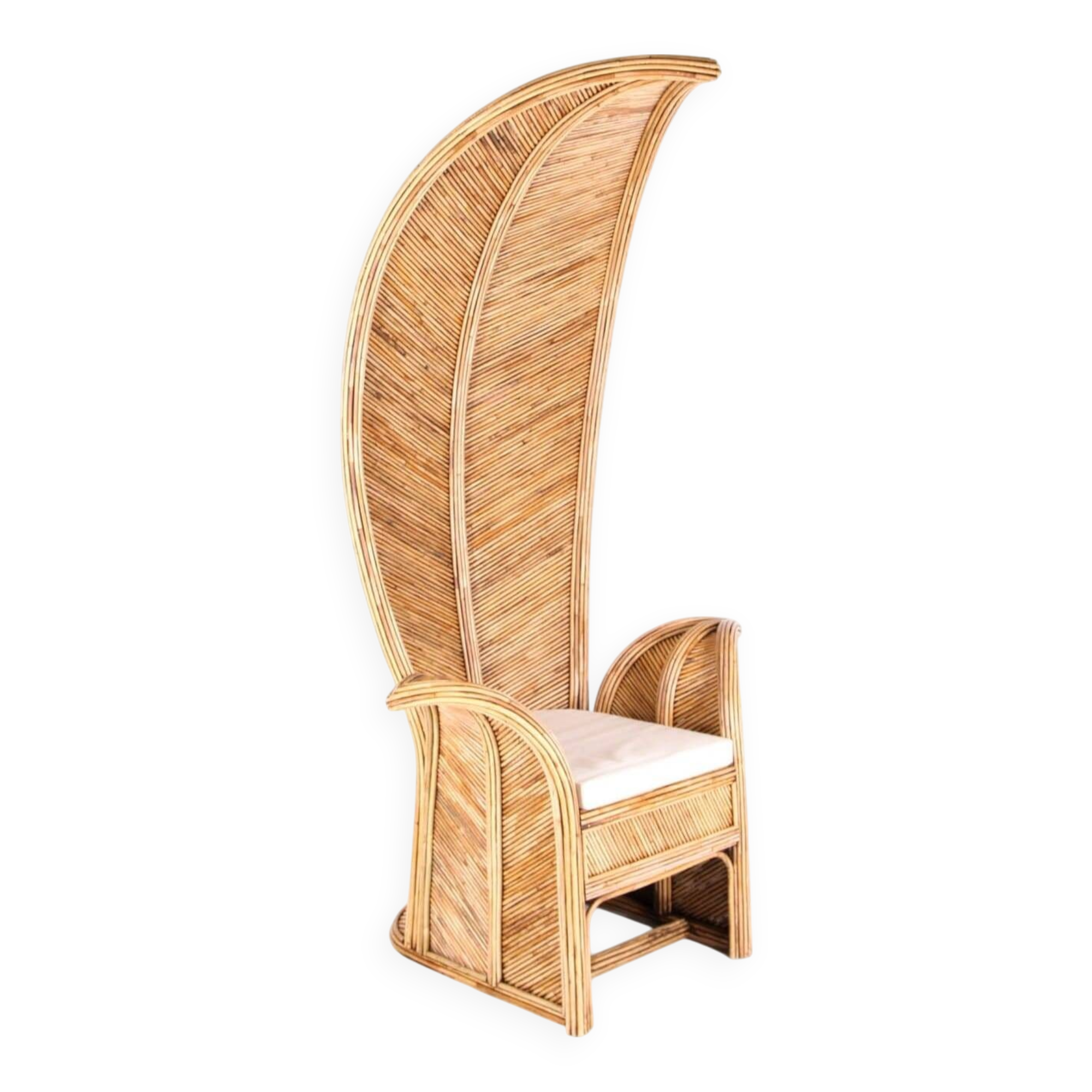 Large "palm" rattan armchair