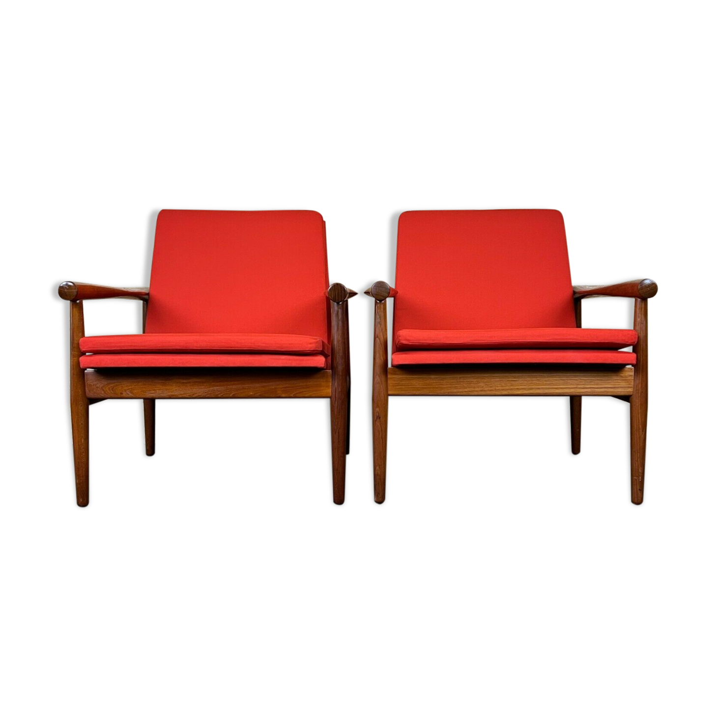 2x 60s 70s Teak Easy Chair Kai Lyngfeld Larsen Søborg Møbler Danish 60s