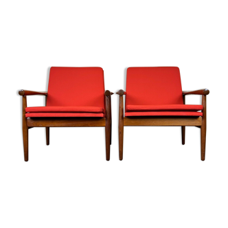 2x 60s 70s Teak Easy Chair Kai Lyngfeld Larsen Søborg Møbler Danish 60s