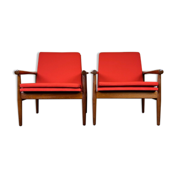 2x 60s 70s Teak Easy Chair Kai Lyngfeld Larsen Søborg Møbler Danish 60s
