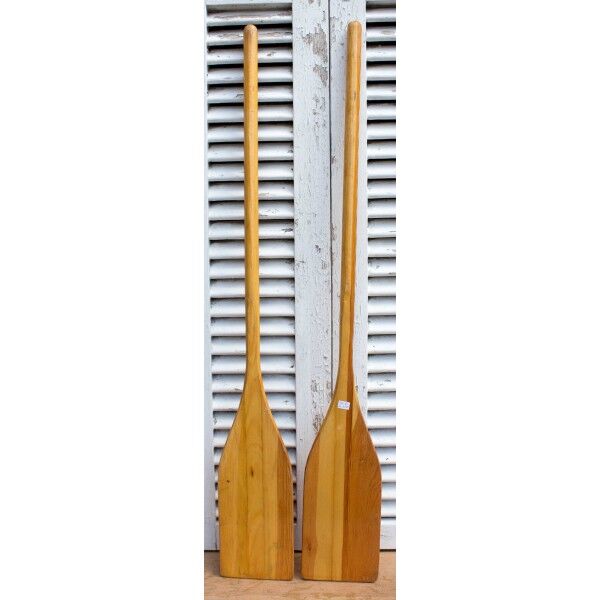 Pair of decorative wooden paddles