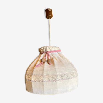 Suspension, abat-jour en tissu vintage