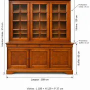 French library in Louis-Philippe style made of solid fruitwood.
